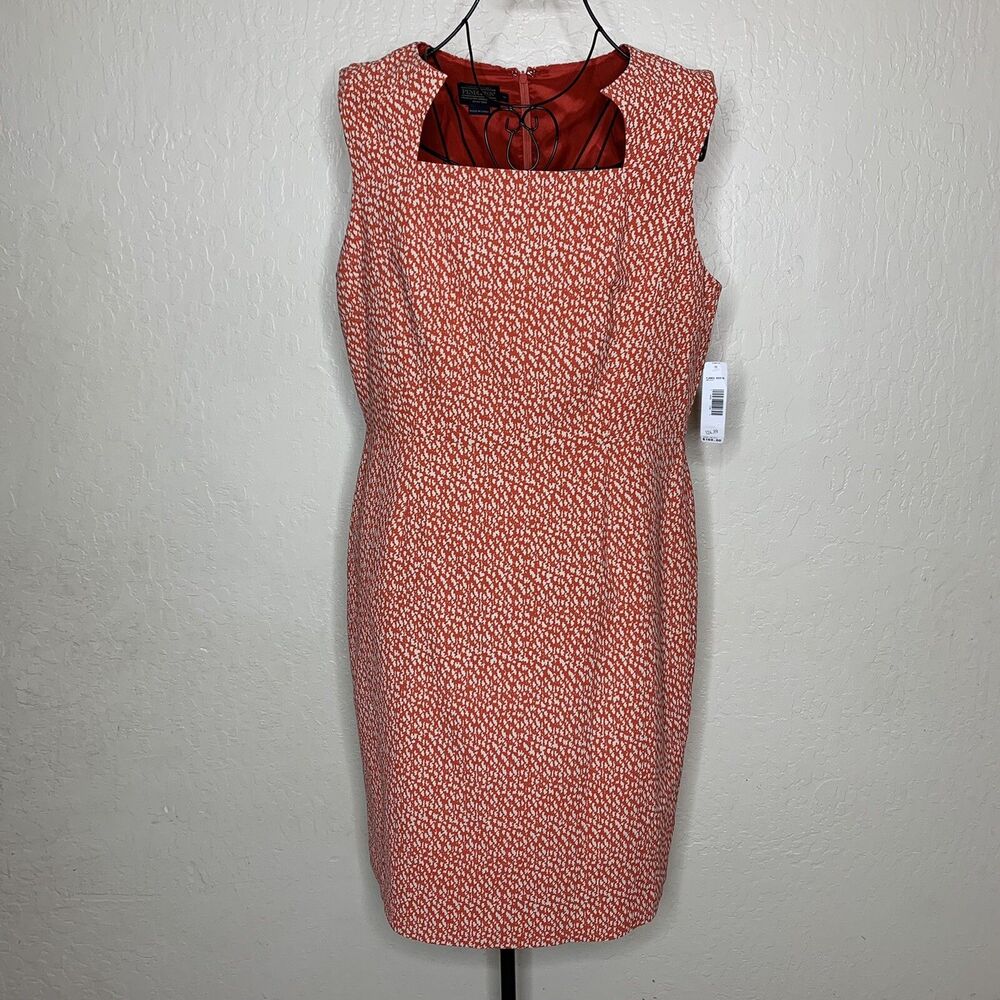 Pendleton Red White Square Neck Sheath dress Womens Size 14 MSRP $169